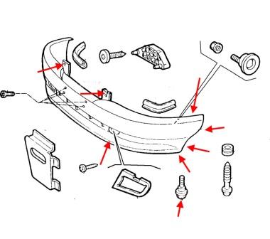 schema montaggio paraurti anteriore Alfa Romeo 145 (146)