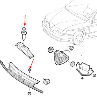 schema montaggio calandra Alfa Romeo 145 (146)