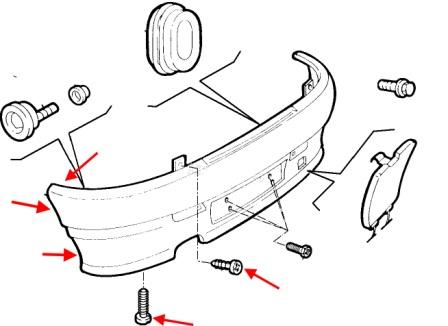 schema montaggio paraurti posteriore Alfa Romeo 145 (146)