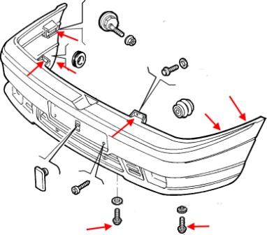 Schema fissaggio paraurti anteriore Alfa Romeo 155