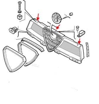 Schema montaggio calandra Alfa Romeo 155