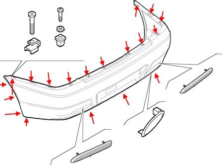 Schéma de montage du pare-chocs arrière Alfa Romeo 156