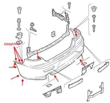 Schema montaggio paraurti posteriore Alfa Romeo 159