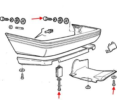 Schema montaggio paraurti posteriore Alfa Romeo 164