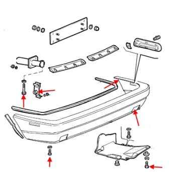 Schema montaggio paraurti posteriore Alfa Romeo 164