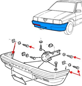 Schéma de fixation du pare-chocs avant Alfa Romeo 33