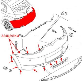 Schema montaggio paraurti posteriore Alfa Romeo Brera (Spider)