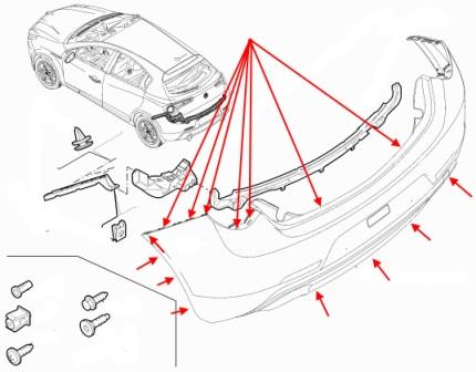 Schema montaggio paraurti posteriore Alfa Romeo Giulietta