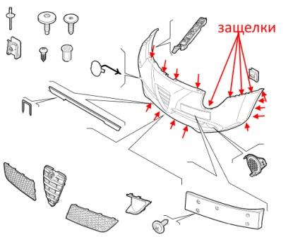 Schema montaggio paraurti anteriore Alfa Romeo MiTo