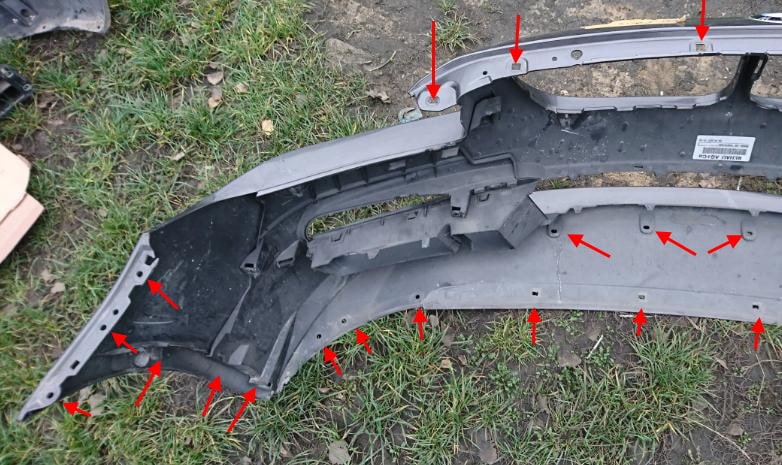 места крепления переднего бампера BMW 6-серии (F12, F13, F06)