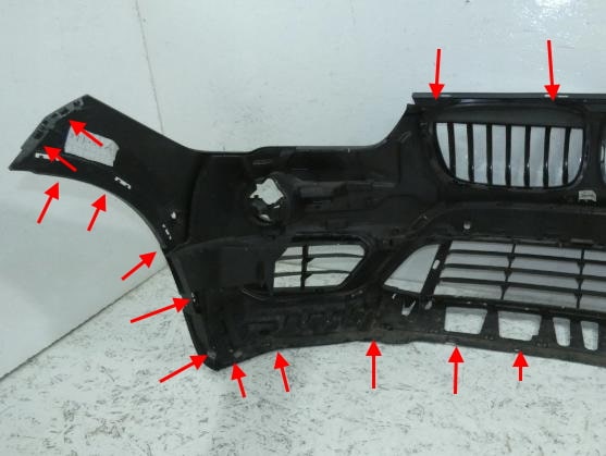 puntos de fijación del parachoques delantero BMW X1 F48