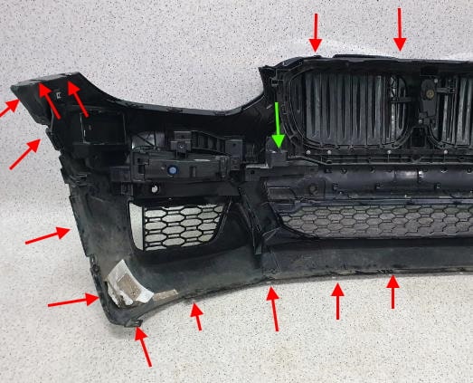 punti di attacco paraurti anteriore BMW X3 G01