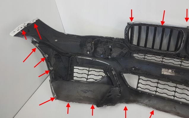 punti di attacco paraurti anteriore BMW X6 F16