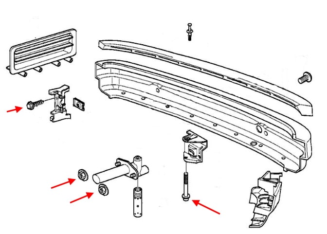 BMW 3-Series (E36) (1990-2000) Rear Bumper Mounting Diagram