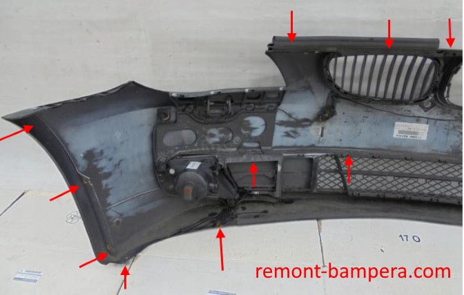 punti di fissaggio paraurti anteriore BMW Serie 5 V (E60/E61) (2003-2010)