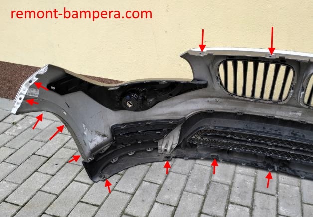 punti di fissaggio paraurti anteriore BMW X1 I (E84) (2009-2015)