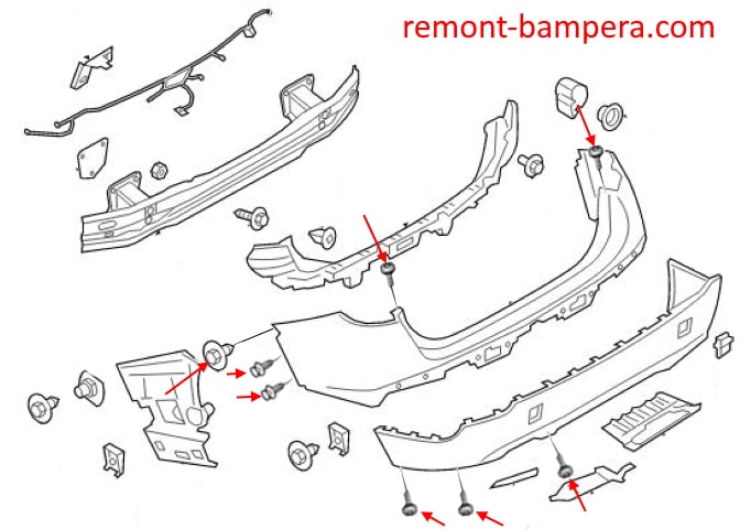 Schema di montaggio paraurti posteriore BMW X1 I (E84) (2009-2015)