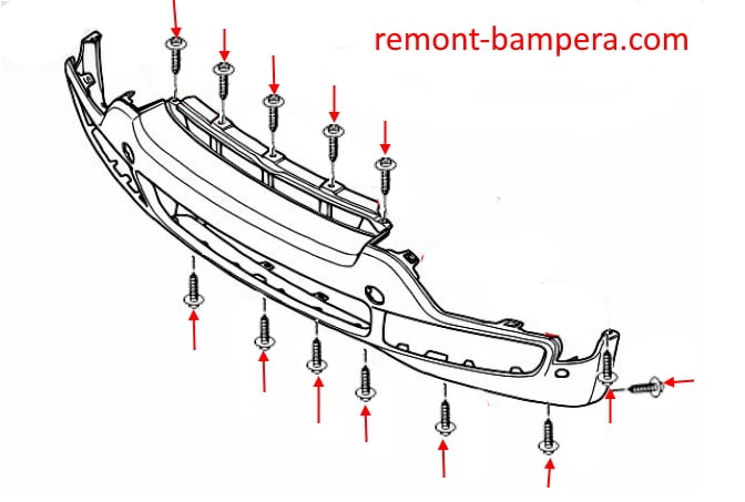 Schema di montaggio del paraurti anteriore BMW X5 II (E70) (2006-2013)