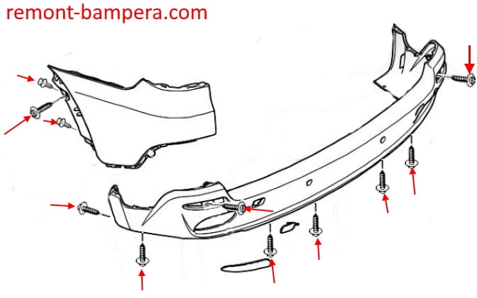 Schema di montaggio paraurti posteriore BMW X5 II (E70) (2006-2013)