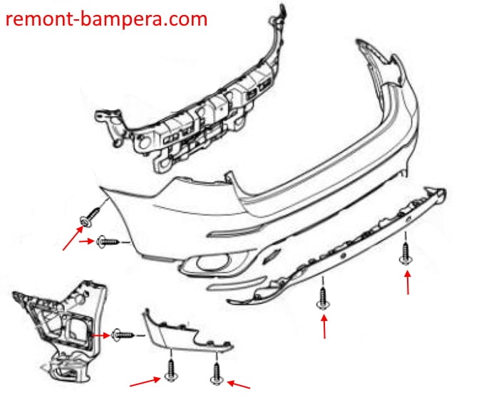 Schema di montaggio paraurti posteriore BMW X6 I (E71) (2007-2014)