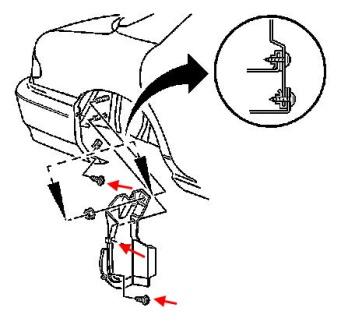Схема крепления заднего бампера Buick Century (1997-2005)