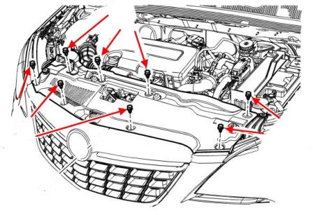 Diagrama de montaje del parachoques delantero del Buick Encore