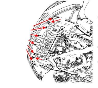 Diagrama de montaje del parachoques delantero del Buick Encore