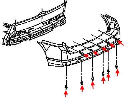 схема крепления заднего бампера Buick Rendezvous (Pontiac Aztek)