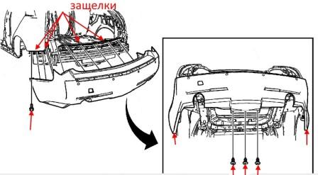 Schema montaggio paraurti posteriore Cadillac CTS (2008-2014)