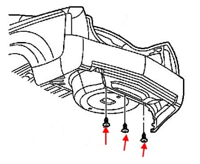 схема крепления заднего бампера Cadillac CTS (2003-2007)