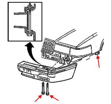 Montageplan für vordere Stoßstange Cadillac Eldorado (1992-2002)