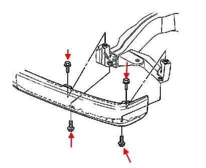 Schema montaggio paraurti anteriore Cadillac Escalade GMT400 (1998-2001)