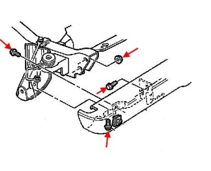 schema montaggio paraurti posteriore Cadillac Escalade GMT400 (1998-2001)