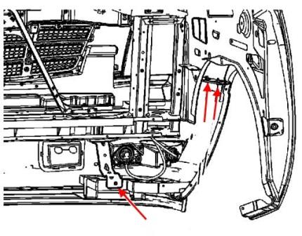 Montageplan für die vordere Stoßstange Cadillac Escalade GMT900 (2007-2013)