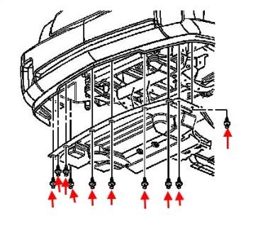 Schema montaggio paraurti anteriore Cadillac SRX (2004-2010)