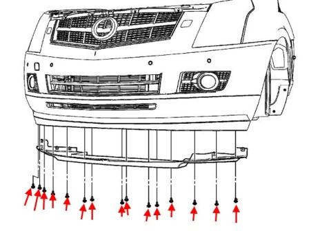 Schema montaggio paraurti anteriore Cadillac SRX (2009-2016)