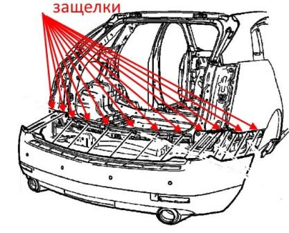 schema montaggio paraurti posteriore Cadillac SRX (2009-2016)