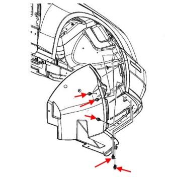 Schema attacco parafango anteriore Cadillac STS