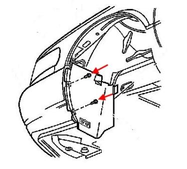 Diagrama de montaje del parachoques delantero del Cadillac Seville