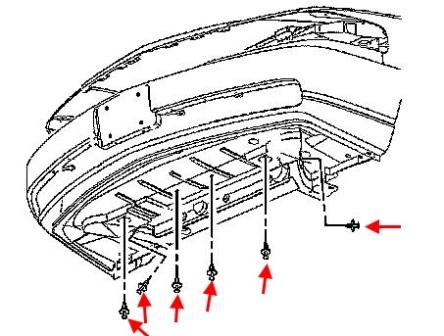 Diagrama de montaje del parachoques delantero del Cadillac Seville