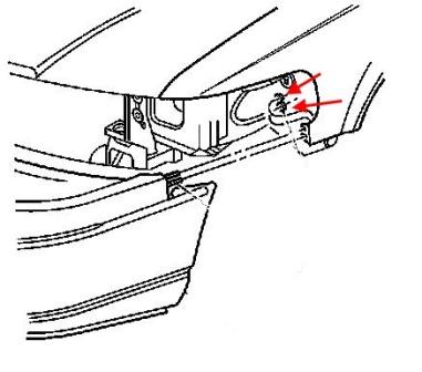 Diagrama de montaje del parachoques delantero del Cadillac Seville