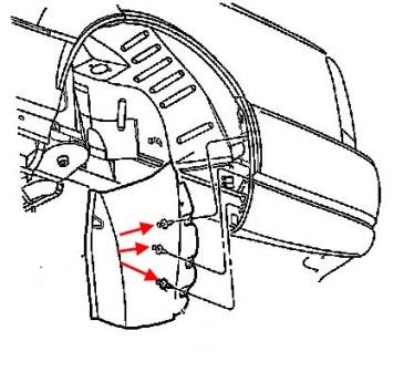 Diagrama de montaje del parachoques trasero del Cadillac Seville