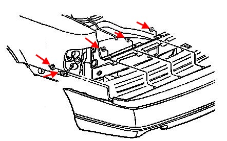 Diagrama de montaje del parachoques trasero del Cadillac Seville