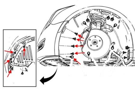 vorderes Kotflügelbefestigungsschema Cadillac XTS