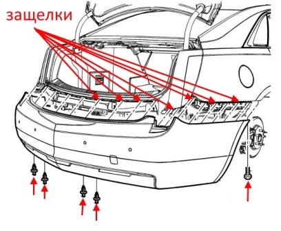 Montageplan für die hintere Stoßstange Cadillac XTS