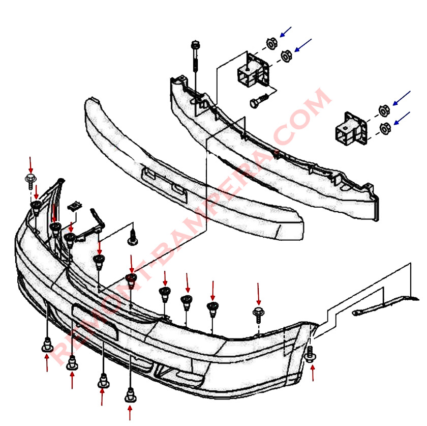 Chevrolet Epica Front Bumper Mounting Diagram (2003-2006)