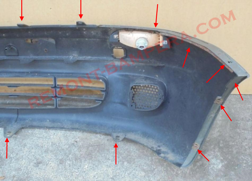 Chevrolet Spark/Matiz I Befestigungspunkte für die vordere Stoßstange