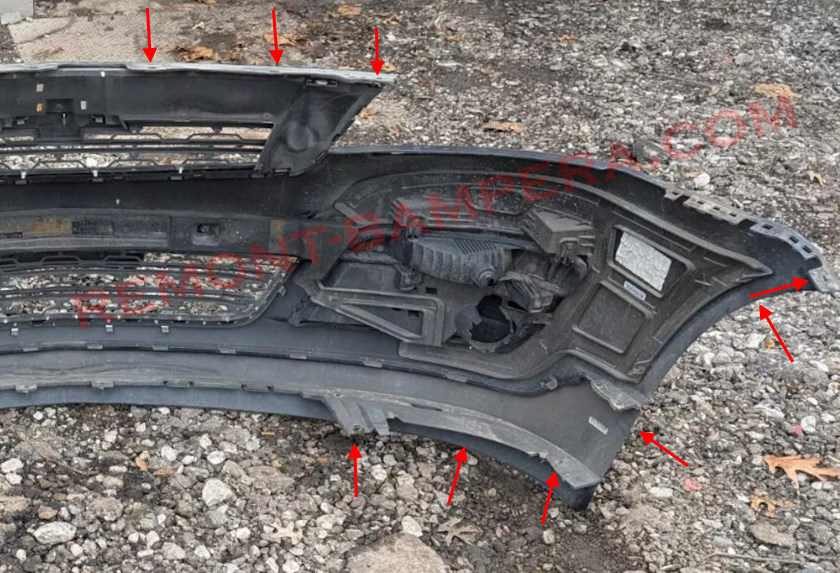 Chevrolet Traverse I (2009–2017) Front Bumper Mounting Locations