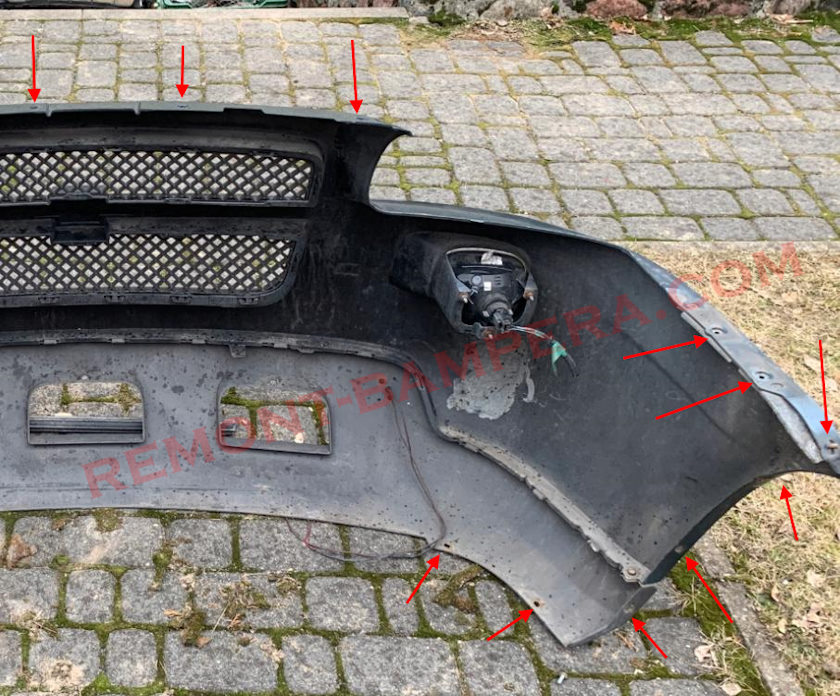 Chevrolet Uplander Front Bumper Mounting Locations (2004–2009)