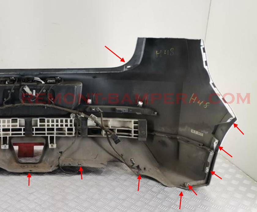 Chevrolet Volt I (2011–2015) rear bumper mounting locations